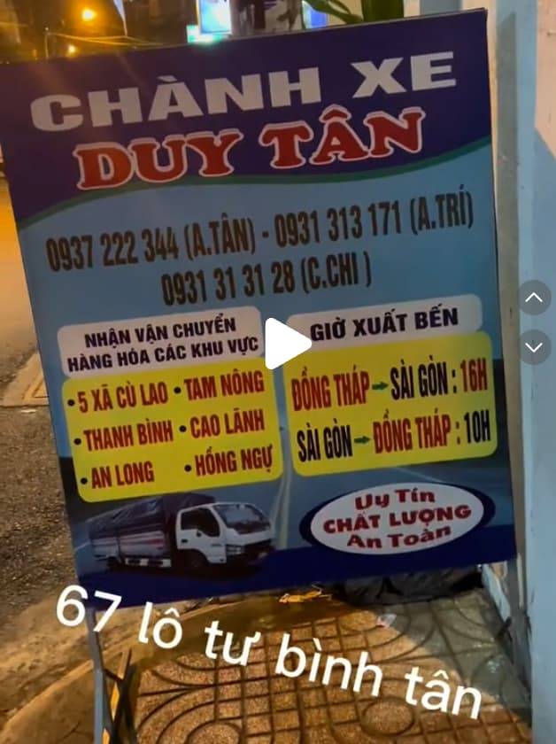 Chành Xe Duy Tân - Sài Gòn - Đồng Tháp
